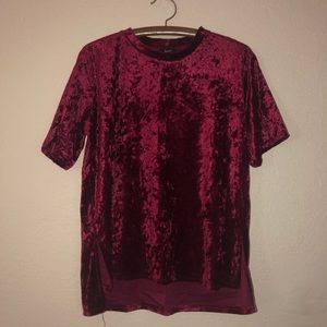 Maroon Velvet High Neck Top